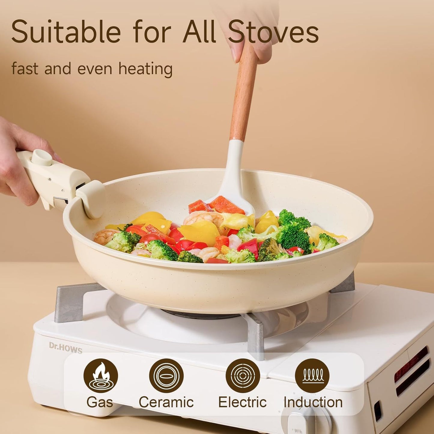 Kitchen Pot And Pan Set, Non-stick Pan Set With Detachable Handle, Healthy Kitchen Cookware, Stackable RV Cookware, Dishwasher And Oven Safe, With Frying Pan And Pan