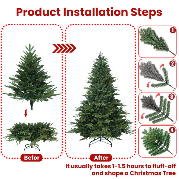 Artificial 4ft Green Christmas Tree With 856 PE PVC Mixed Branch Tips, Steel Wire, Hinged Premium & Foldable Base For Indoor Holiday Decorating