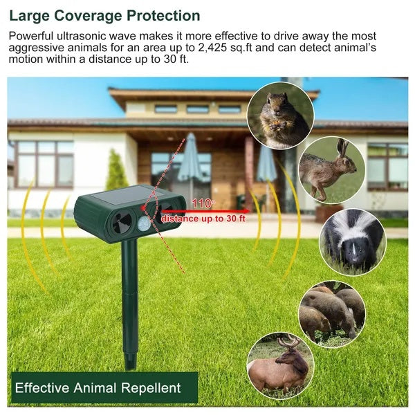 Ultrasonic Rodent Repellent, Solar Motion Sensor, Rodent Repellent IPX4 Waterproof, Suitable For Outdoor Use In Farms, Gardens, Courtyards, Driving Away Deer, Washing Pandas, Dogs, Rabbits, Squirrels,