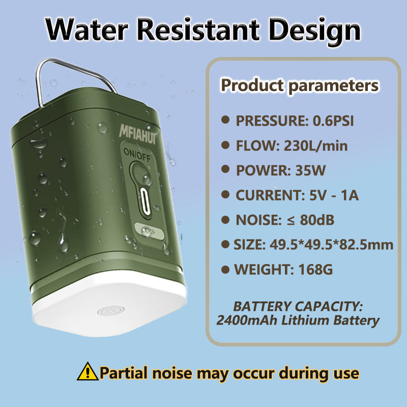 MFIAHUI 2026 Portable Air Pump With Retractable Keychain & 3-Adjustable Lights For Quick Inflate And Air Extraction Camping Travel Home Storage Inflatable Sleeping Bag Airbed Outdoor Equipment