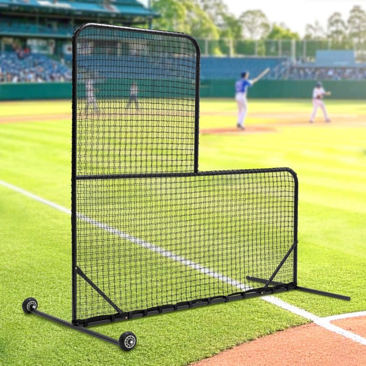 Portable Type Baseball Hitting Cage Net, Wheeled Baseball Pitching Net 84 Inches High X 84 Inches Wide, With 42 Inches X 42 Inches Opening, Including Tote Bag
