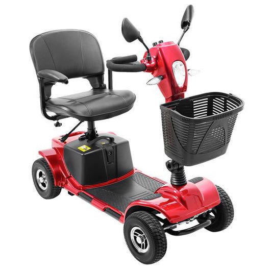 Foldable 4-wheel Electric Scooter With Basket And Extended Battery