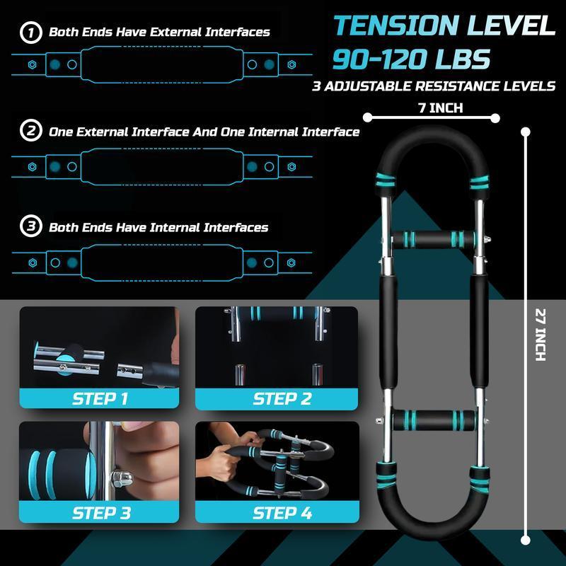 Yagod Twist Bar Arm Trainer, Adjustable Resistance From 90 To 120 Lbs, Suitable For Home And Gym Use, For Arm, Chest, And Shoulder Training