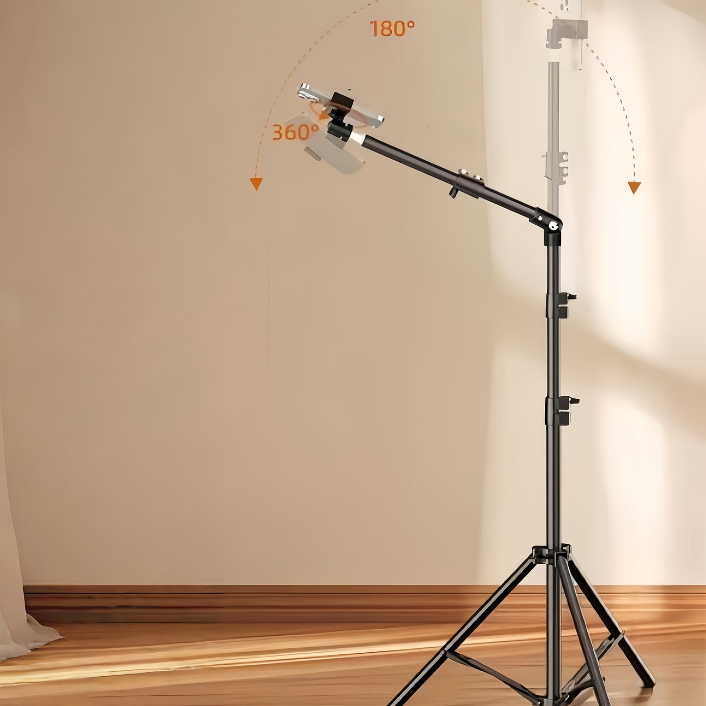 Adjustable 67-Inch Metal Floor Phone Tripod With Telescopic Arm, Suitable For Outdoor And Indoor Mobile Live Streaming And Photography - Mother's Day Gift, Photography Equipment ,Adjustable Height St