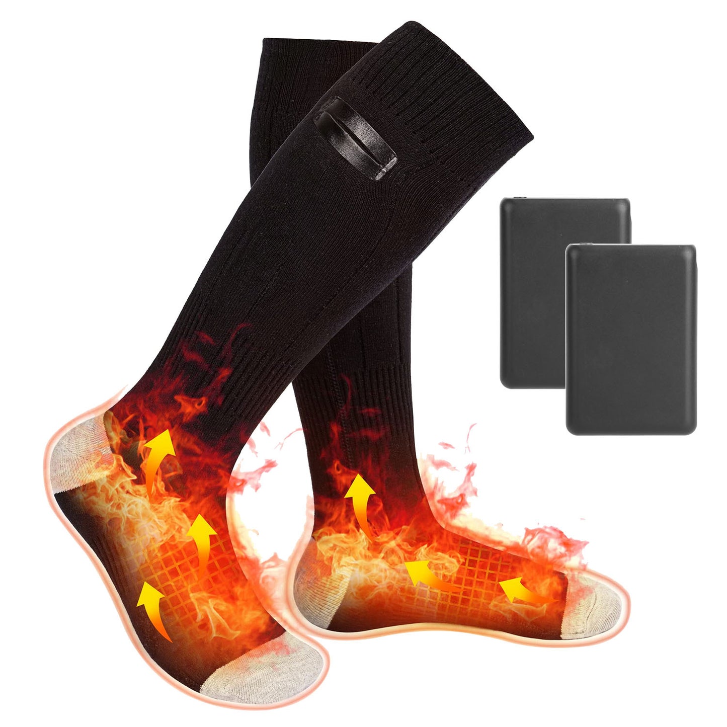 1Pair  Electric Heated Socks For Men Women Battery Powered Heated Socks Rechargeable Feet Warmer With 4 Temperature Levels Indoor Outdoor Machine Washable
