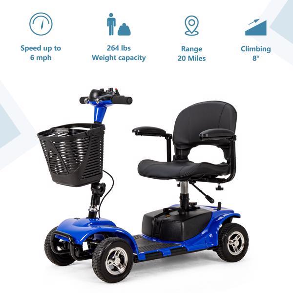 Foldable 4-Wheel Mobile Scooter With Basket And Extended Battery