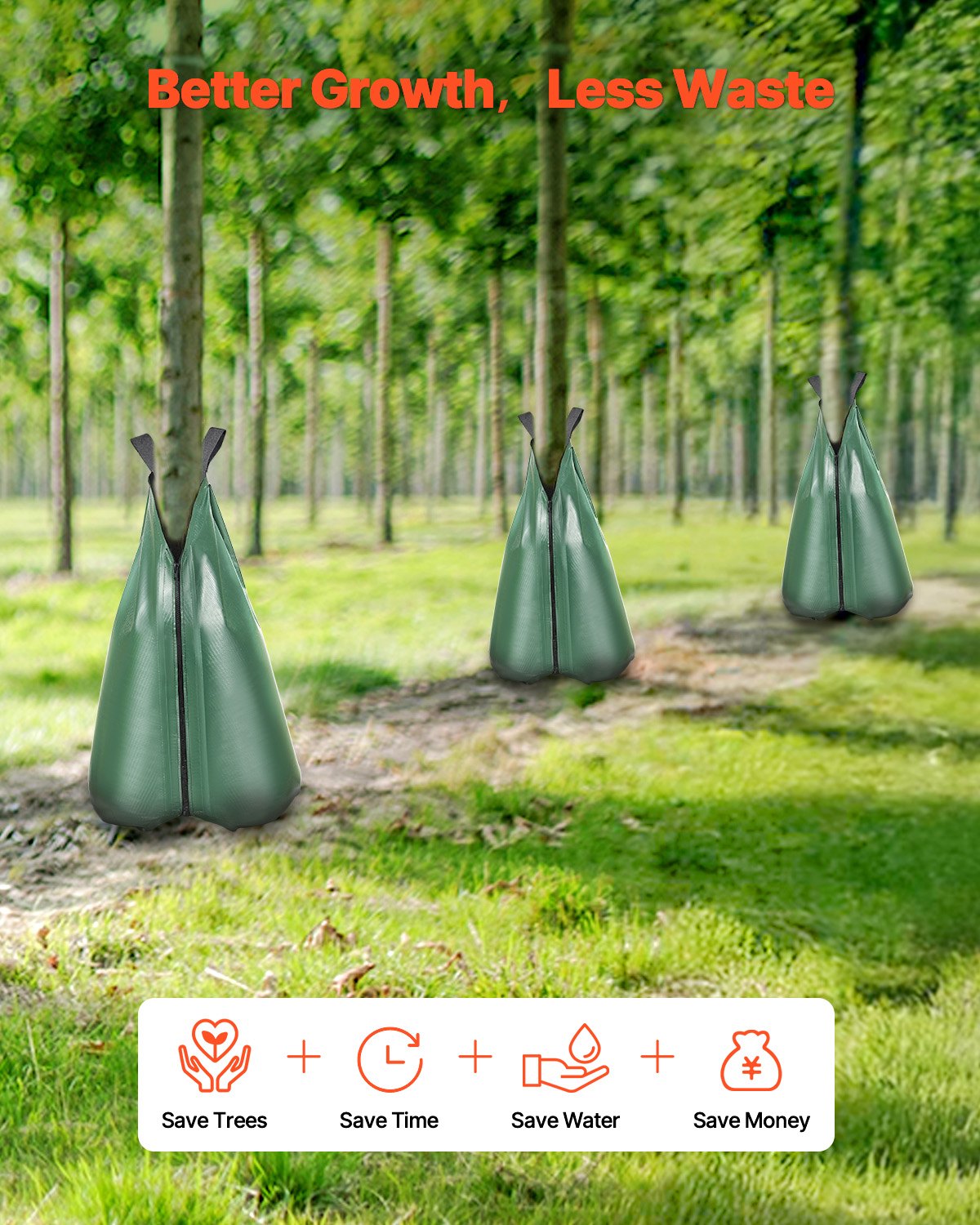 Tree Watering Bag Slow Release 3 Pack 20 Gallons, Water Bags For Trees, Refillable Tree Drip Irrigation Bags With Zipper, Durable Tree Watering System For Deep Root Targeting