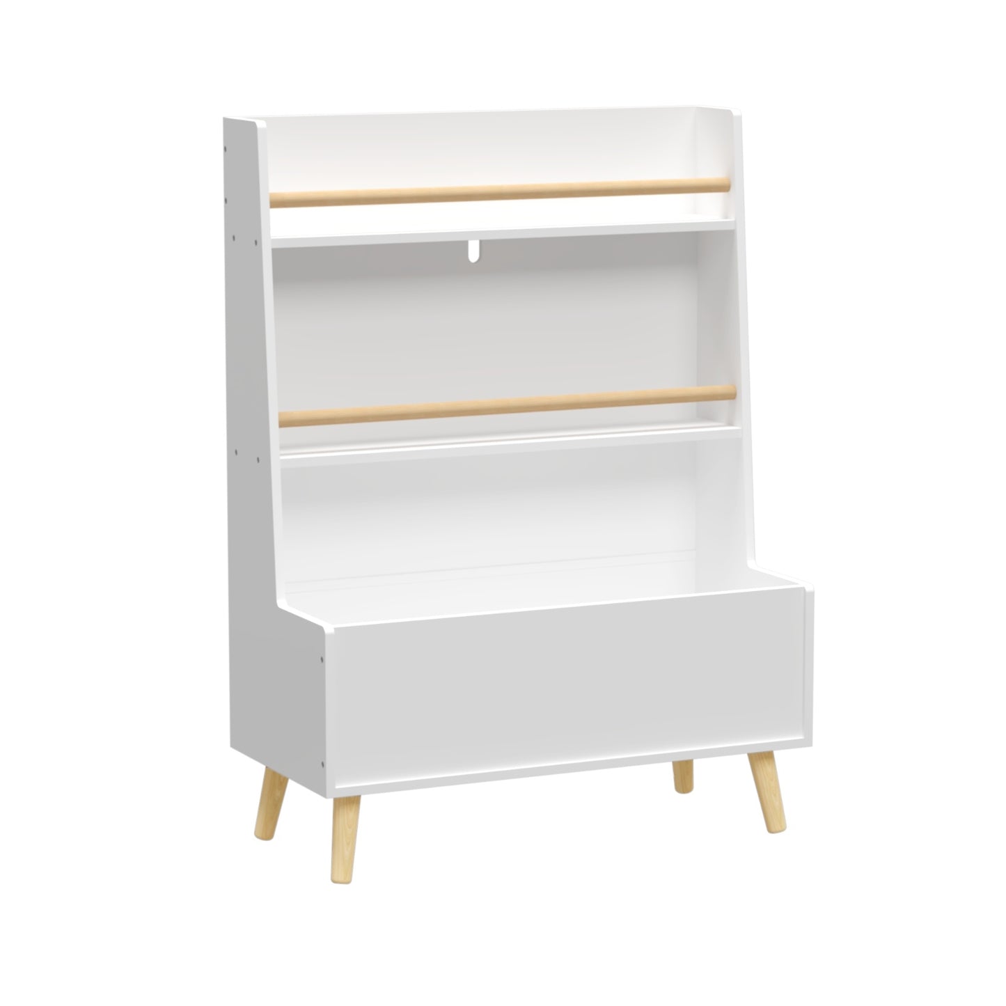 Kids Bookshelf & Magazine Rack - Toy Storage Cabinet Organizer, White