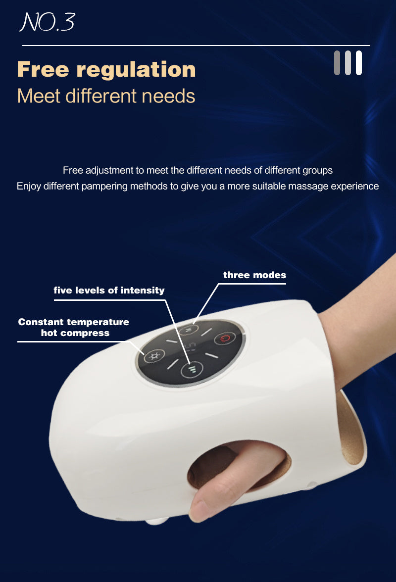 Smart Hand Massager With Heat Therapy - 5 Intensity Levels & 3 Massage Modes, Rechargeable Pain Relief For Arthritis & Carpal Tunnel, Portable Finger Joint Massager, USB-C Charging, 15 Min Auto Shut-o