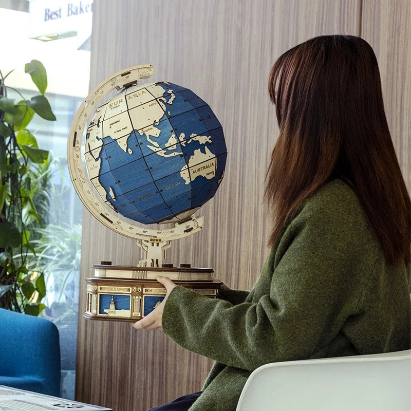 Robotime Globe Earth 567pcs 3D Wooden Puzzle Games Ocean Map Ball Assemble Model Toys Xms Gift for Children Boys