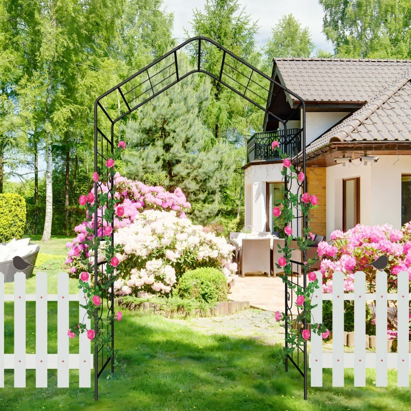 Metal Garden Arch, 56.3 Inches Long X 16.93 Inches Wide X 94.5 Inches High, Climbing Plant Support, Rose Arch, Outdoor Black,