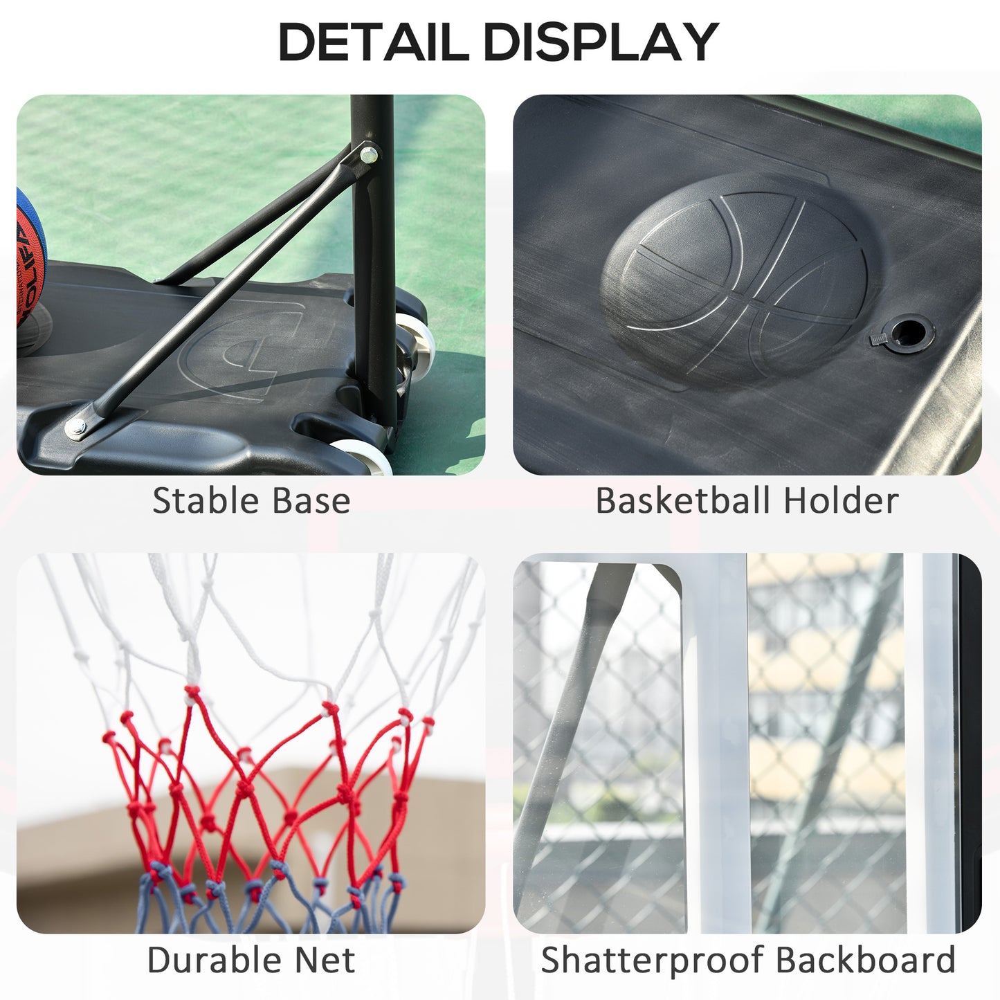 Portable Basketball Hoop System Stand with 33in Backboard, Height Adjustable 5FT-7FT Basketball Goal for Indoor Outdoor Use