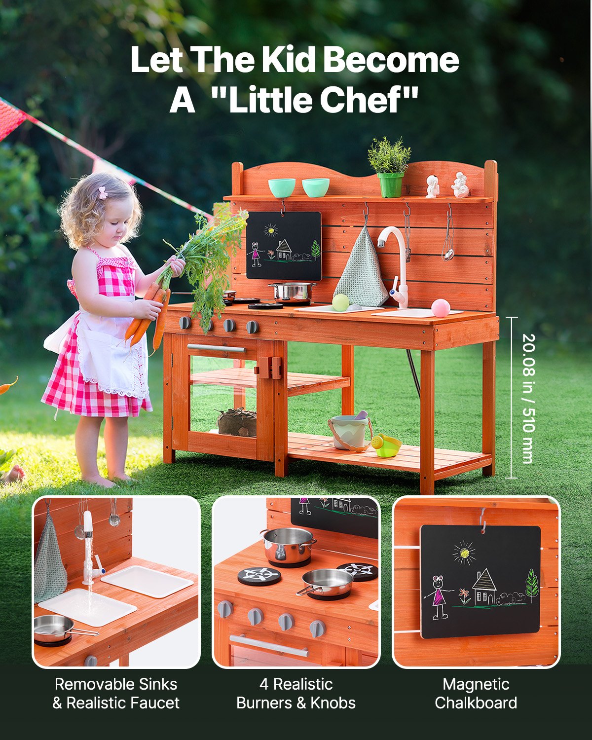 Wooden Mud Kitchen Outdoor Toy Play Kitchen Set For Kids Pretend Playset