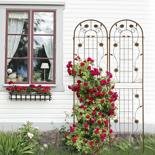 2 Pack Metal Garden Trellis 86.7" X 19.7" Rustproof Trellis For Climbing Plants Outdoor Flower Support