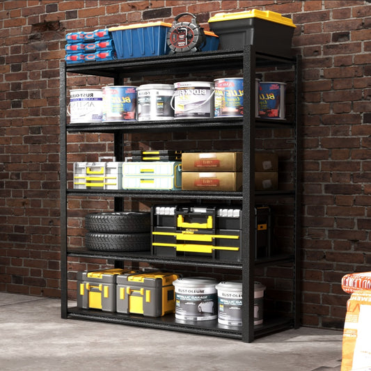 5 Tier Metal Shelves For Storage Garage Shelving 2000LBS Heavy Duty Storage Shelves Adjustable Garage Shelf Industrial Shelving Unit Storage Utility Rack,Black