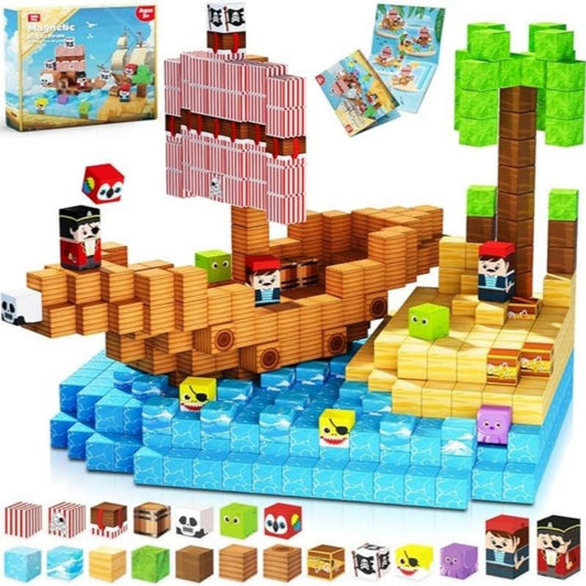 Magnetic Block Toy Pirate Ship -100pcs