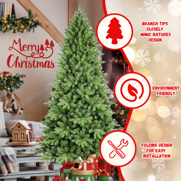 Artificial 6ft Green Christmas Tree With 1168 PE PVC Mixed Branch Tips, Hinged Premium & Foldable Base For Indoor Holiday Decorating