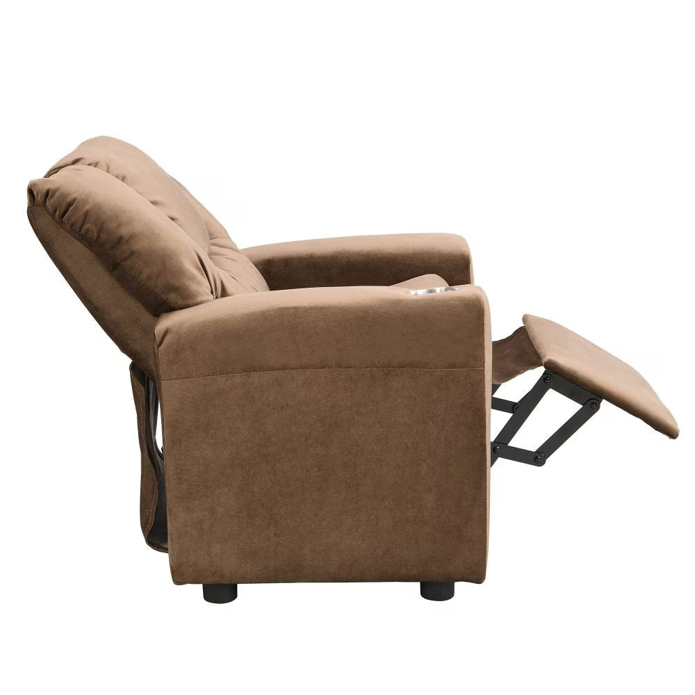 Kids Upholstered Recliner Couch With One Cup Holder