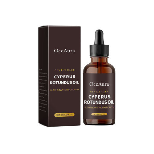 OceAura Cyperus Rotundus oil bottle and packaging on a white background