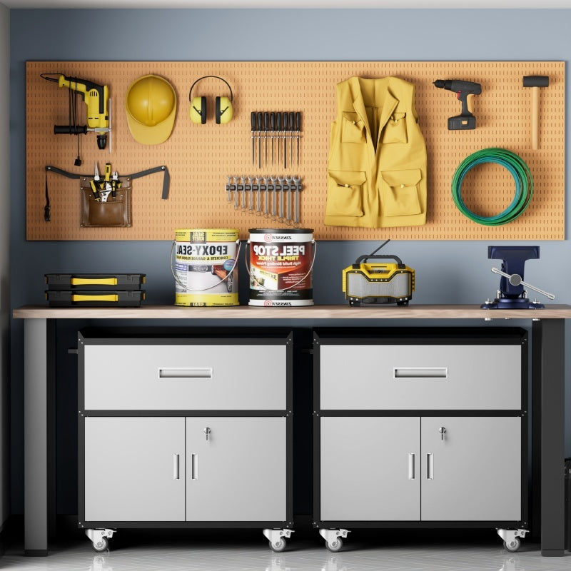 Metal Garage Cabinet, Rolling Tool Box With Wheels