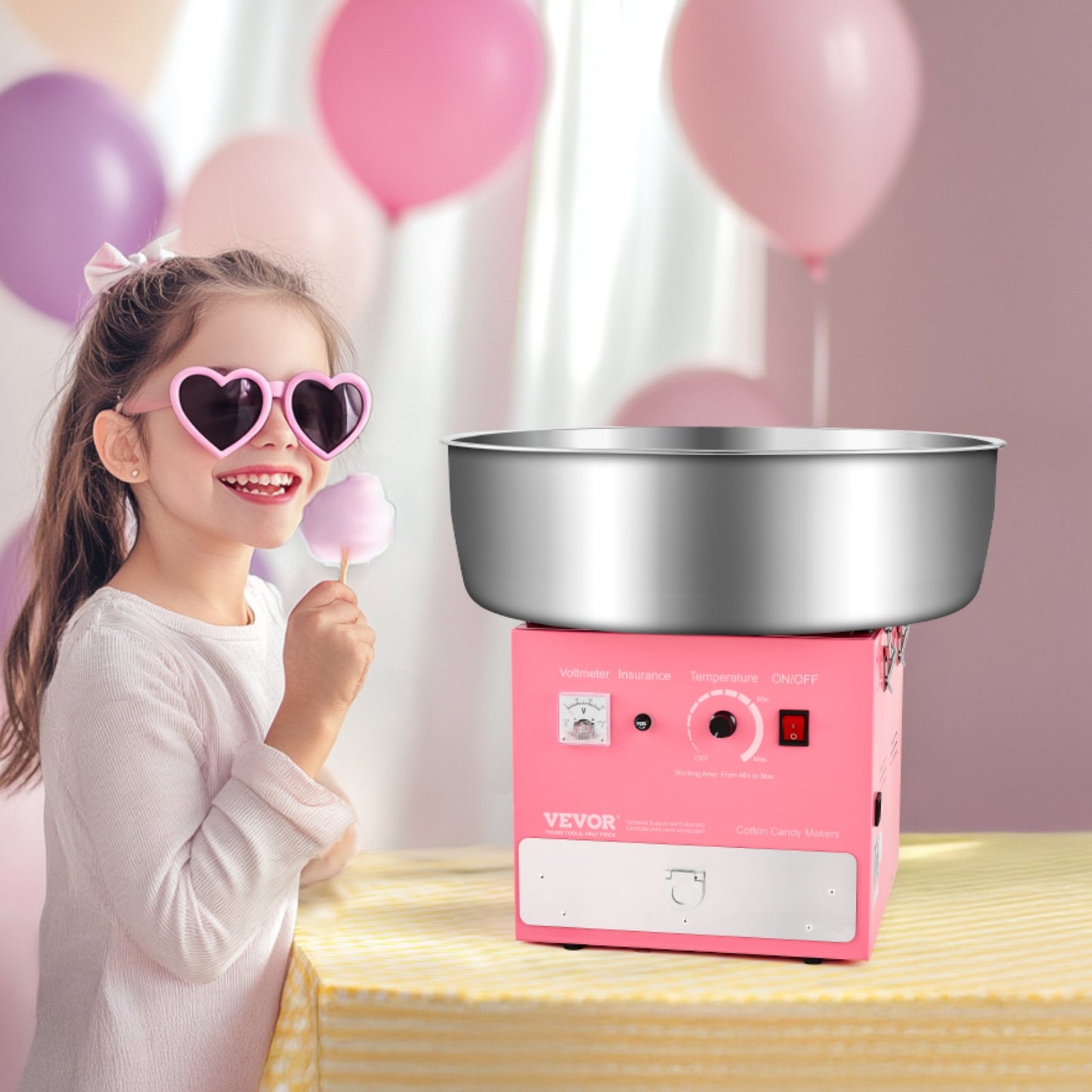 Commercial Cotton Candy Machine Sugar Floss Maker 1000W For Party Home Pink