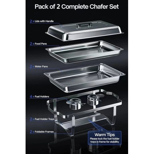 Stainless Steel Family And Outdoor Food Tray Buffet Dining 2 Sets