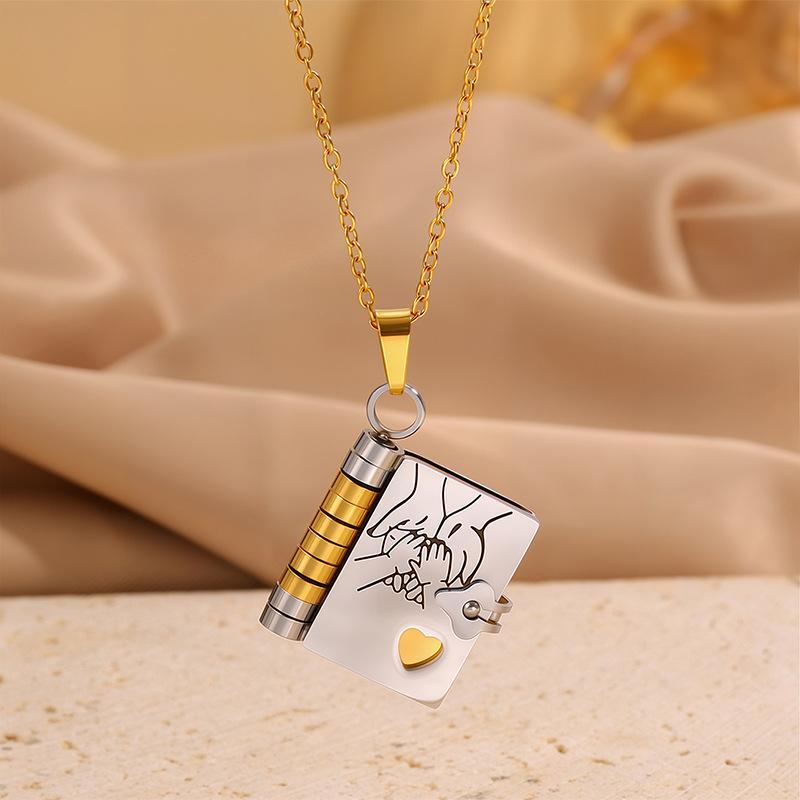 My Little Star Book Necklace For Daughter Son 18 Inch Stainless Steel Chain Gold Hardware Love Jewelry Birthday Graduation Gift