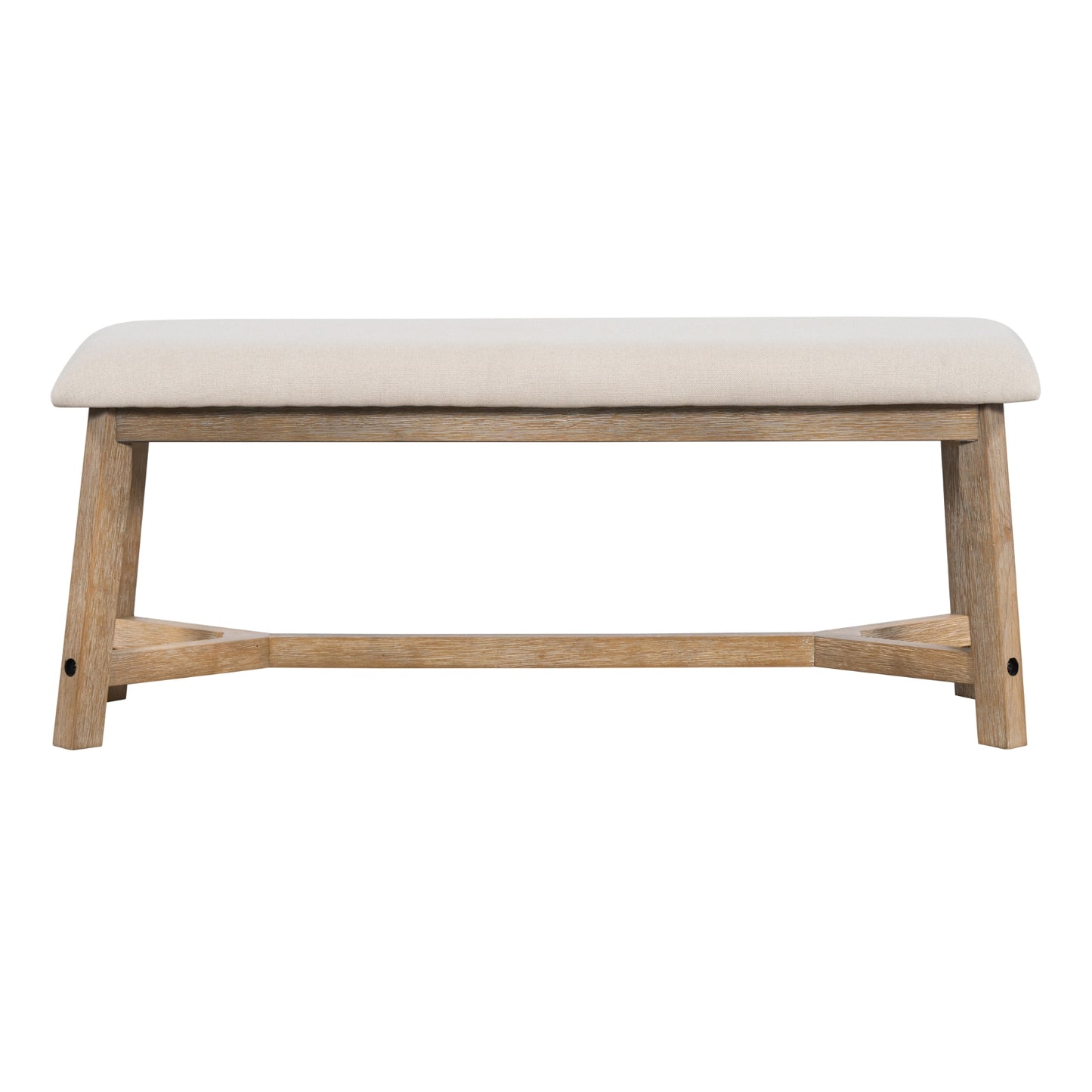 TREXM 6-piece Retro Farmhouse Style Dining Set, Rectangular Table And 4 Upholstered Chairs With Ratt