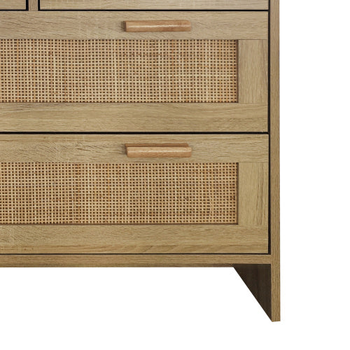 4 Drawer Rattan Cabinet, Suitable For Bedroom, Living Room, Dining Room, Hallway, Easy To Assemble
