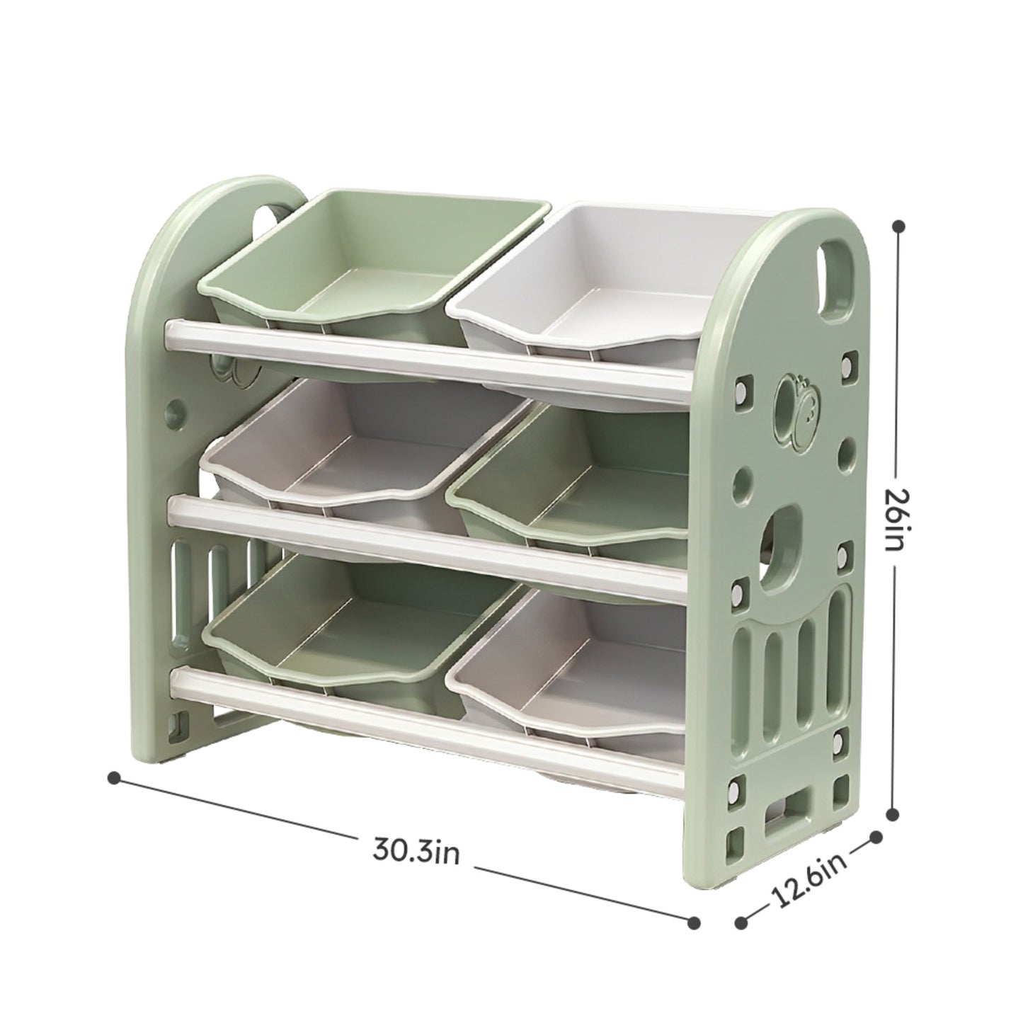 Kids Toy Storage Organizer With 6 Bins, Multi-functional Nursery Furniture Set