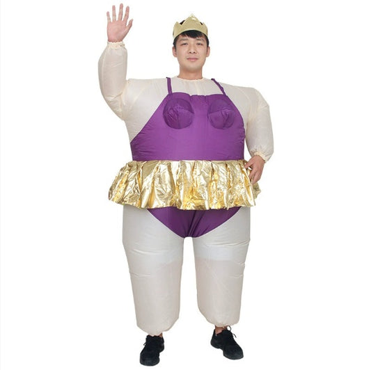 Inflatable Costume Ballet Game Cloth Adult Funny Blow Up Suit Halloween Men's Costume Purple Cosplay, Plus Size