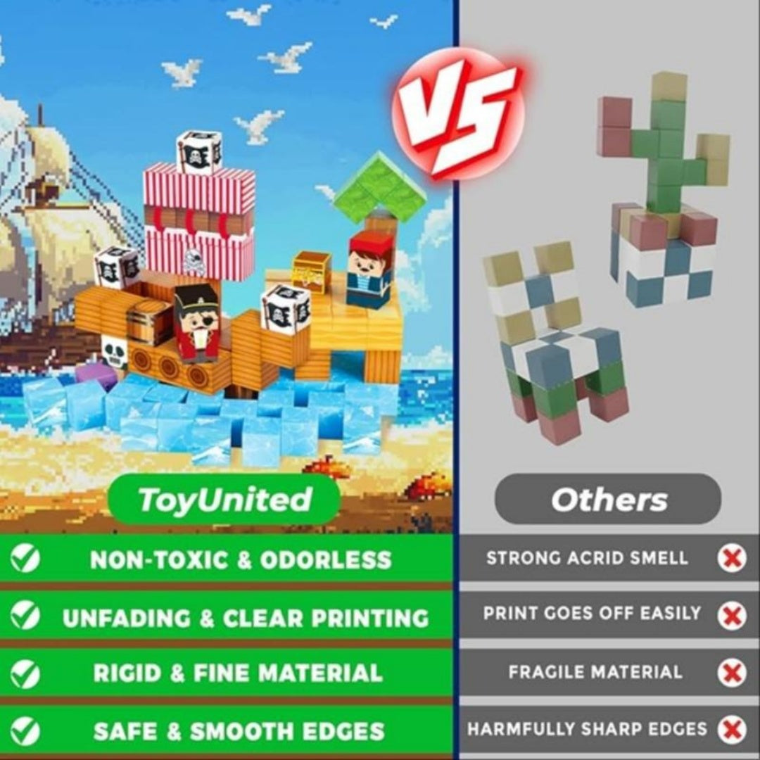 Magnetic Block Toy Pirate Ship -100pcs