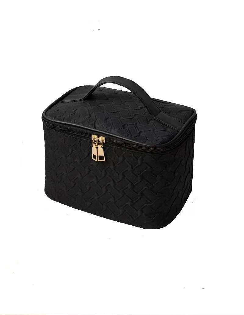 Black White Umizolco Premium Large Capacity Portable Travel Makeup Bag, Multi FunctionalCosmetic Organizer, Stain Resistant, HandheldSquare Bag