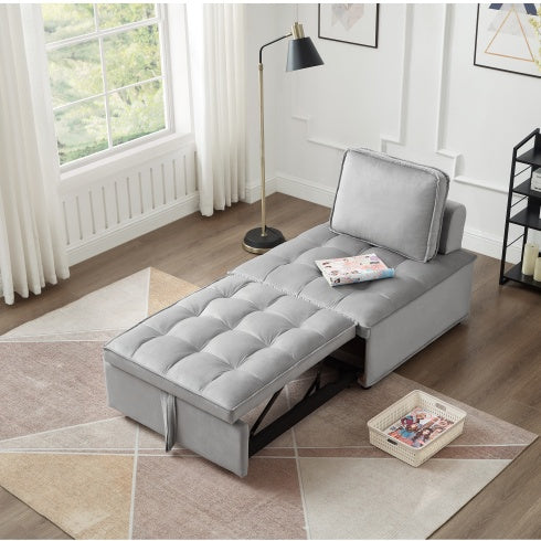 Convertible Sleeping Sofa Bed, Modern Velvet Fabric Single Seater Sofa, Sleeping Sofabed With 1 Back Pillow And Removable Back, Single Comfortable Recliner Sofabed For Office, Living Room Apartment