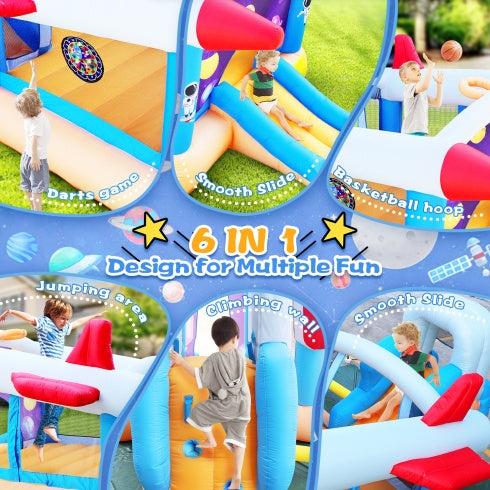 6 In 1 Outdoor Indoor Inflatable Bouncer For Kids Target Ball Basketball Slide With Blower