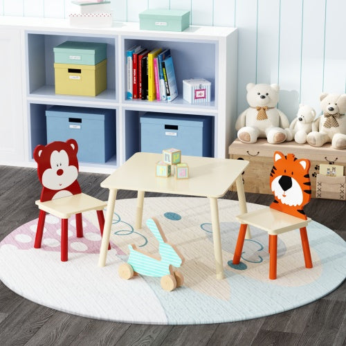 Solid Wood Children's Table Set With 2 Chairs