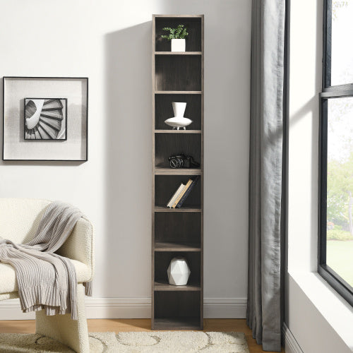 8 Tier Media Tower, CD DVD Slim Locker With Adjustable Shelves, High & Narrow Bookshelf Display , Suitable For Home Office, Multifunctional Double Deck Bookshelf