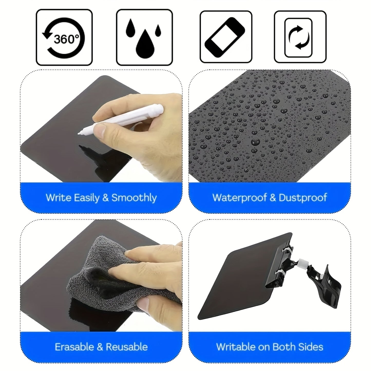 15-Piece Chalkboard Signs With Clips - 360 Degree Rotatable Adjustable Display Stand, Foldable Durable Chalkboard Signs For Retail Stores, Offices, Restaurants And Clothing Stores, Tabletop Chalkboard