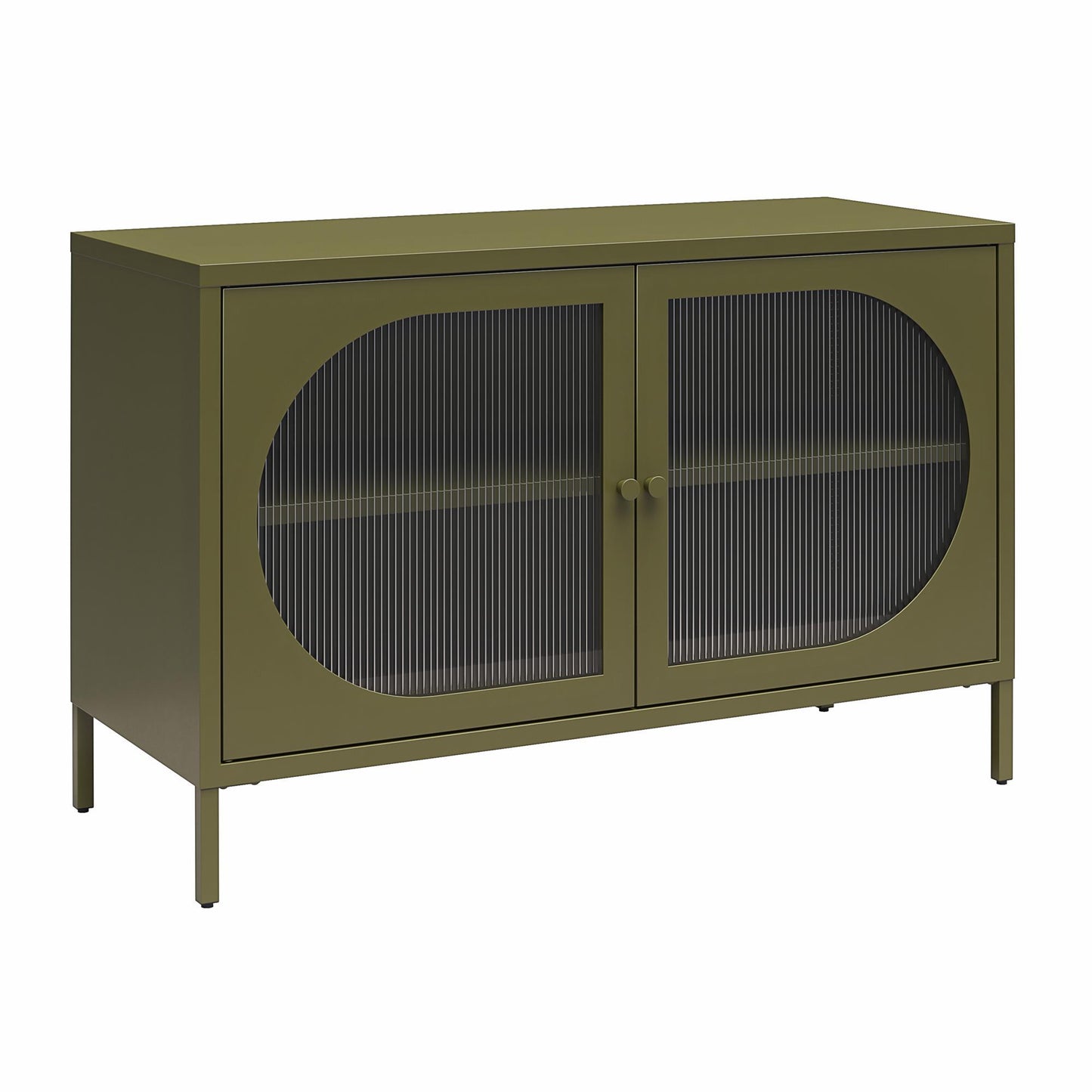 Luna Wide 2-Door Accent Cabinet With Fluted Glass