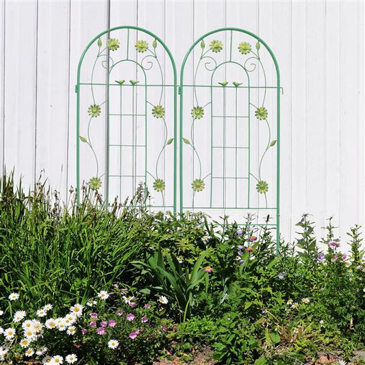 Metal Garden Trellis For Climbing Plants, Outdoor Flower Stand - Green