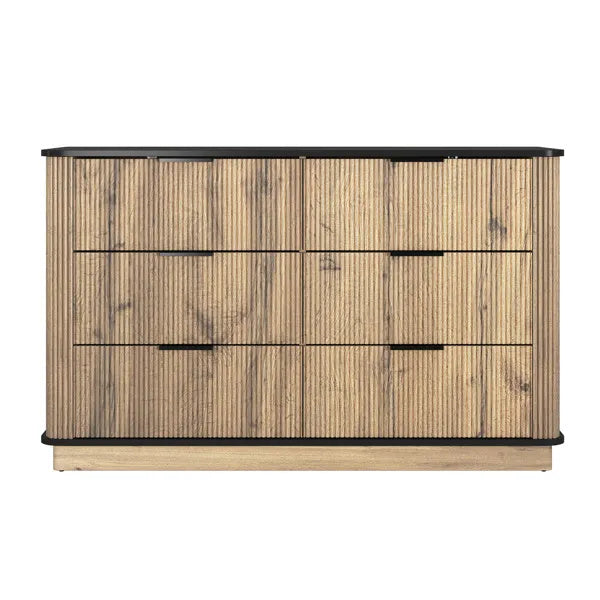 Modern Multi-functional Six-drawer MDF Cabinet,The Perfect Combination Of Rounded Corners And Multifunctional Design, With Product Dimensions