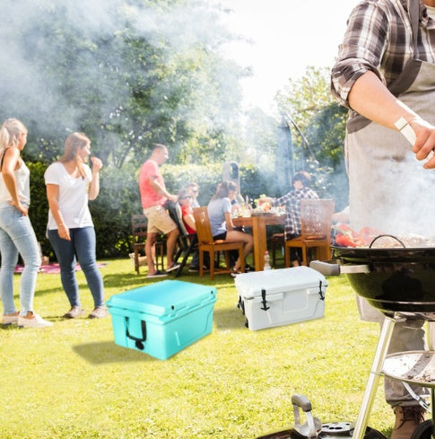 Hot Selling Blue Color 65QT Outdoor Cooler Fish Ice Chest Box 2022 Popular Camping Cooler Box