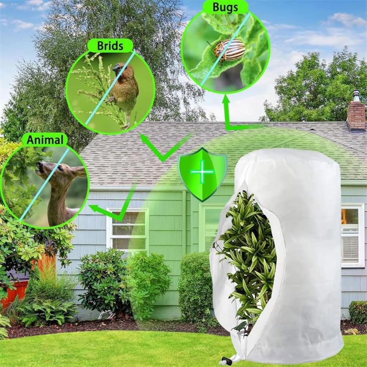 1PC Plant Covers Freeze ProtectionLarge Frost Cloths Blankets With Zipper Drawstring