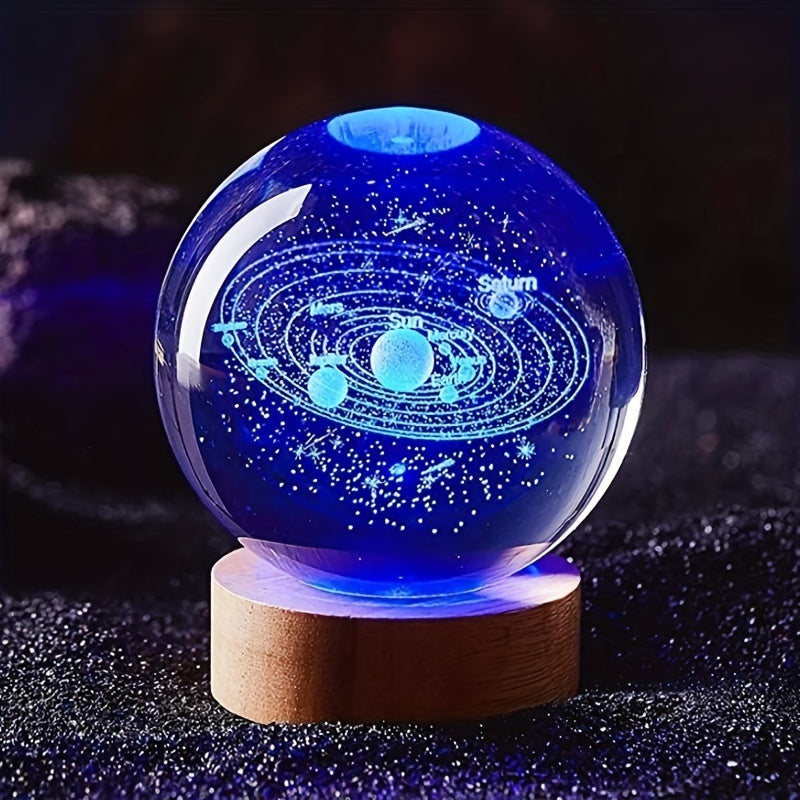 Creative 3D Inner Carving Luminous Crystal Ball Colorful Gradient Small Night Lamp Home Decorations Gifts Selection