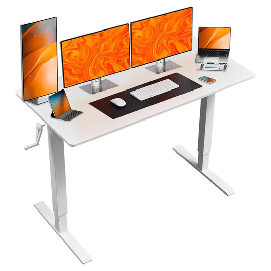 Hand-Crank Adjustable Office Desk Height Adjustable, With Flat Metal Legs Perfect For Home, Office, Gaming, Or Study Use