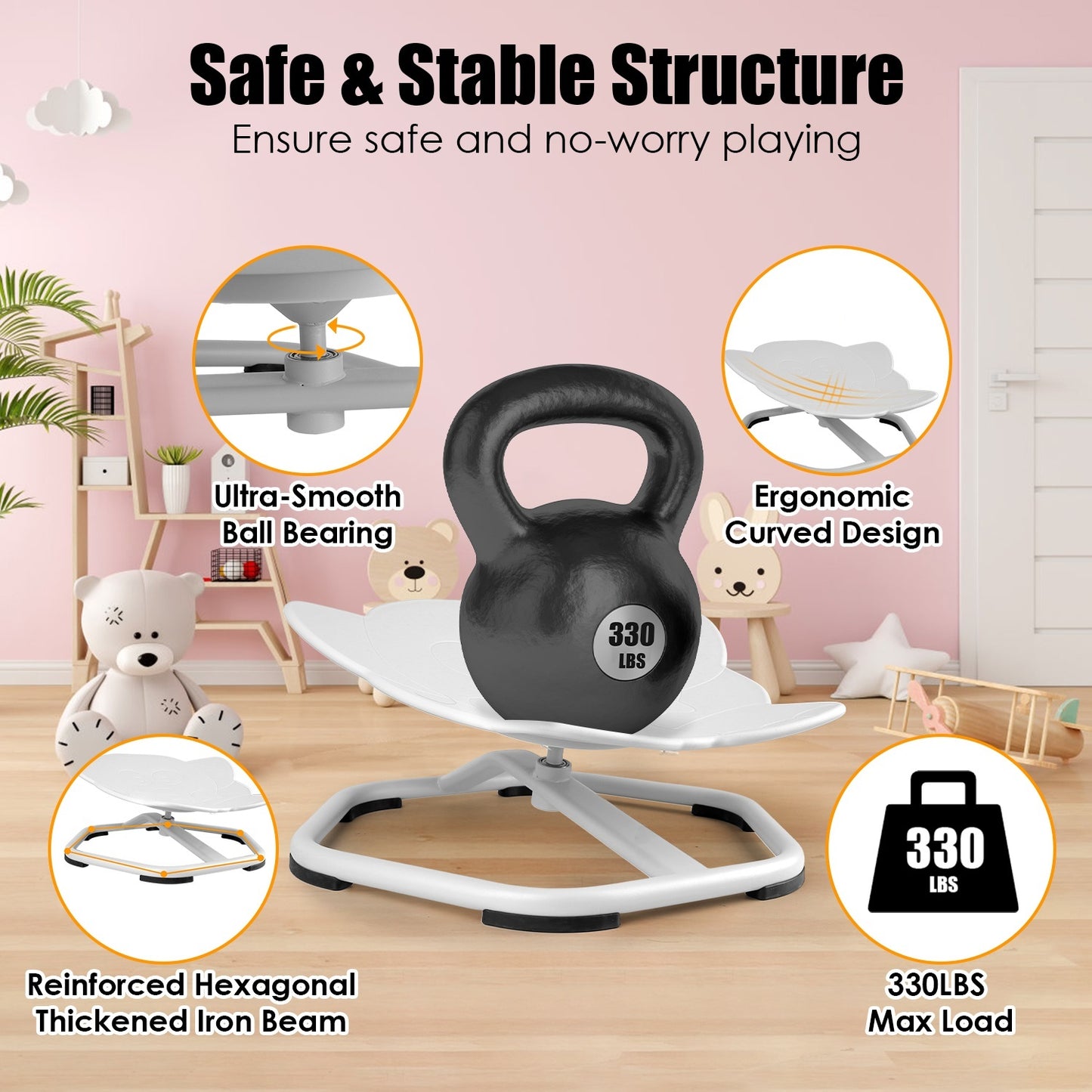 1Pc Kids Spinning Chair Autism Sensory Swivel Chair Balancing Seat Toy Rotation Chair For Autistic Kids Train Body Coordination Relieve Motion Sickness For Over 3 Years Old Kids