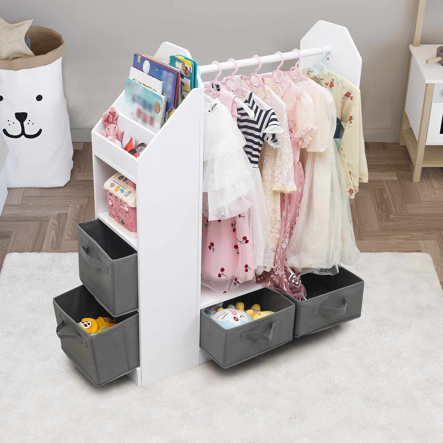 Children's Clothing Storage Racks, Clothing Racks, Children's Wardrobes, Open Hanging Wardrobes With Mirrors