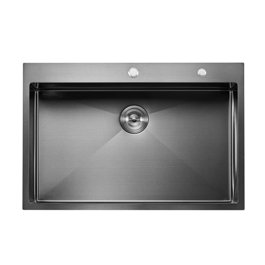 33' Kitchen Sink Top Mount Single Bowl Drop-In Basin Stainless Steel Black