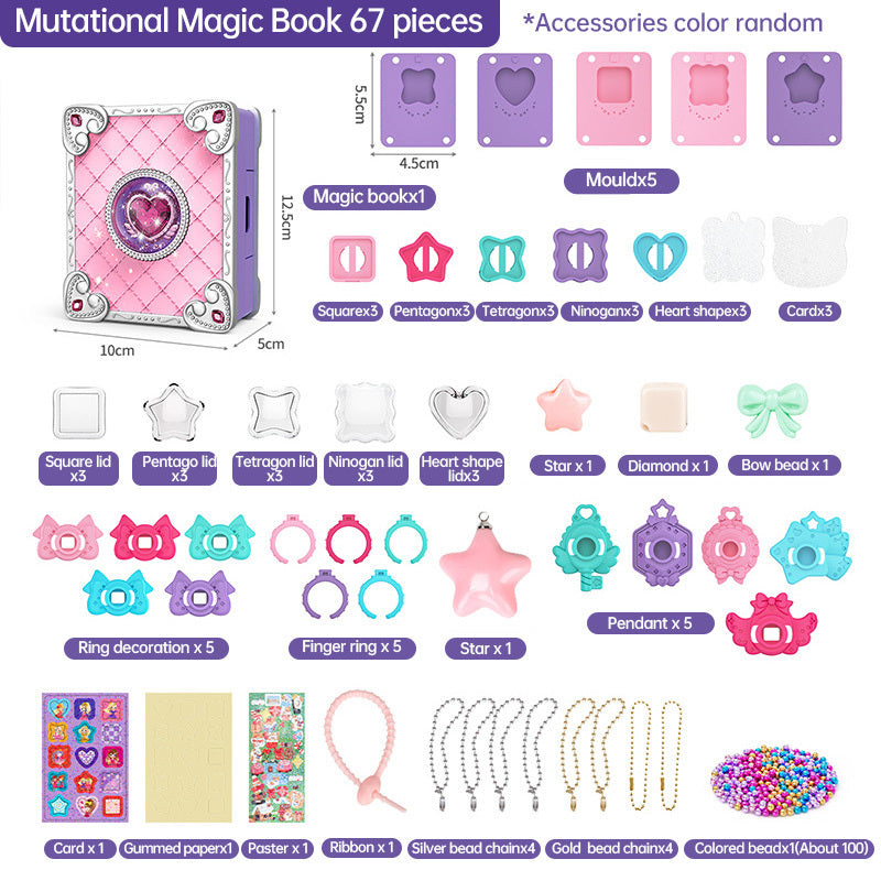 71 PCS DIY Jewel Rings Stickers Magical Kits For Little Girls, Handmade DIY Crafting Rings Bracelet Pendent Keychain, DIY Crafts For Kids, Birthday Gifts Toys For Age 3 4 5 6 Year Old