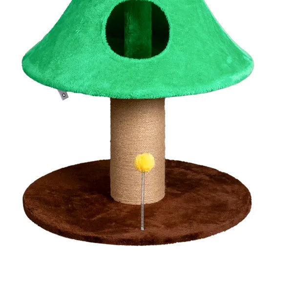 59in Large Tall Christmas Tree Cat Tower With 2 Cat Condos & Scratching Post, Soft Fleece Cat Tree With Teaser Toy & Sturdy Base & Built-in Openings For Indoor Cats, Green